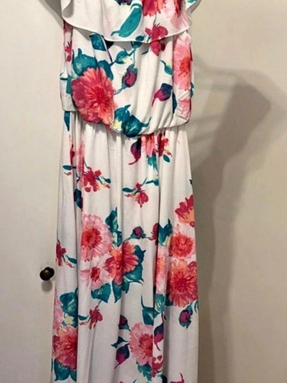 Premier Amour Floral Maxi Dress in White & Pink Size 12 Like New